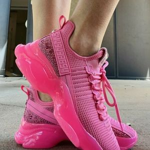 Steve Madden Maxima Neon Hot Pink Glitter Sneaker
